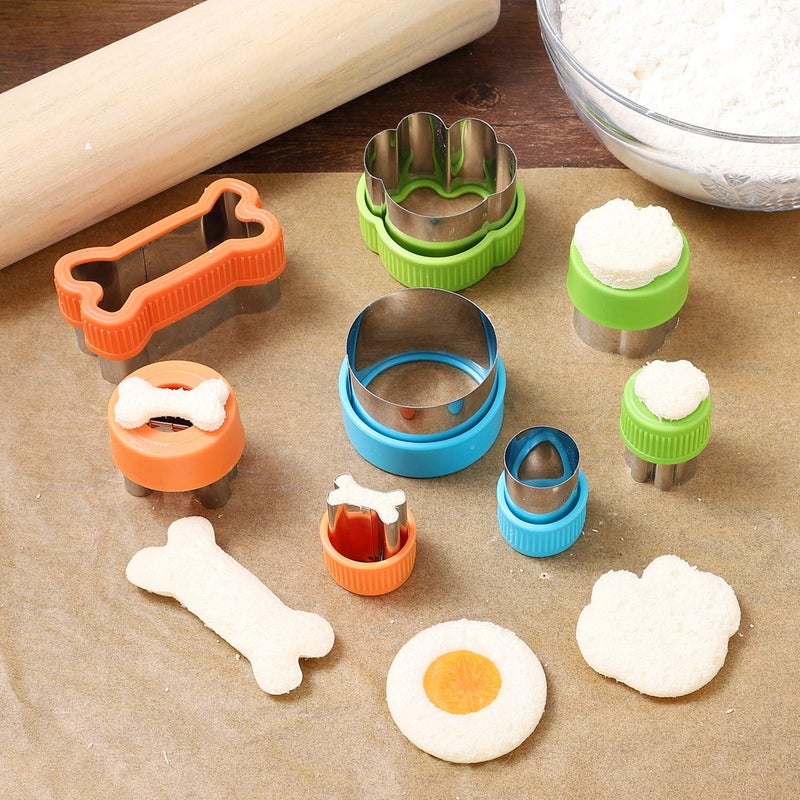 CECIAOAIME Dog Bone Cookie Cutter set - 4 Dog Bone 4 Footprint 3 Round Biscuit Cutters Sandwiches Cutter Set Different Sizes Mini Small Medium Big - Image 5